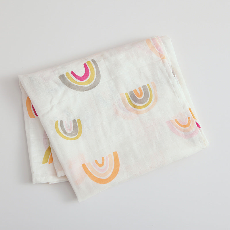 Two Layers Baby Muslin Wrap Swaddle - Rainbow