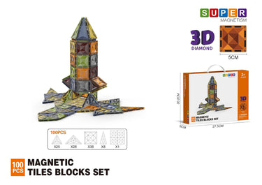 100pcs Diamond Magnetic Tiles Block Set