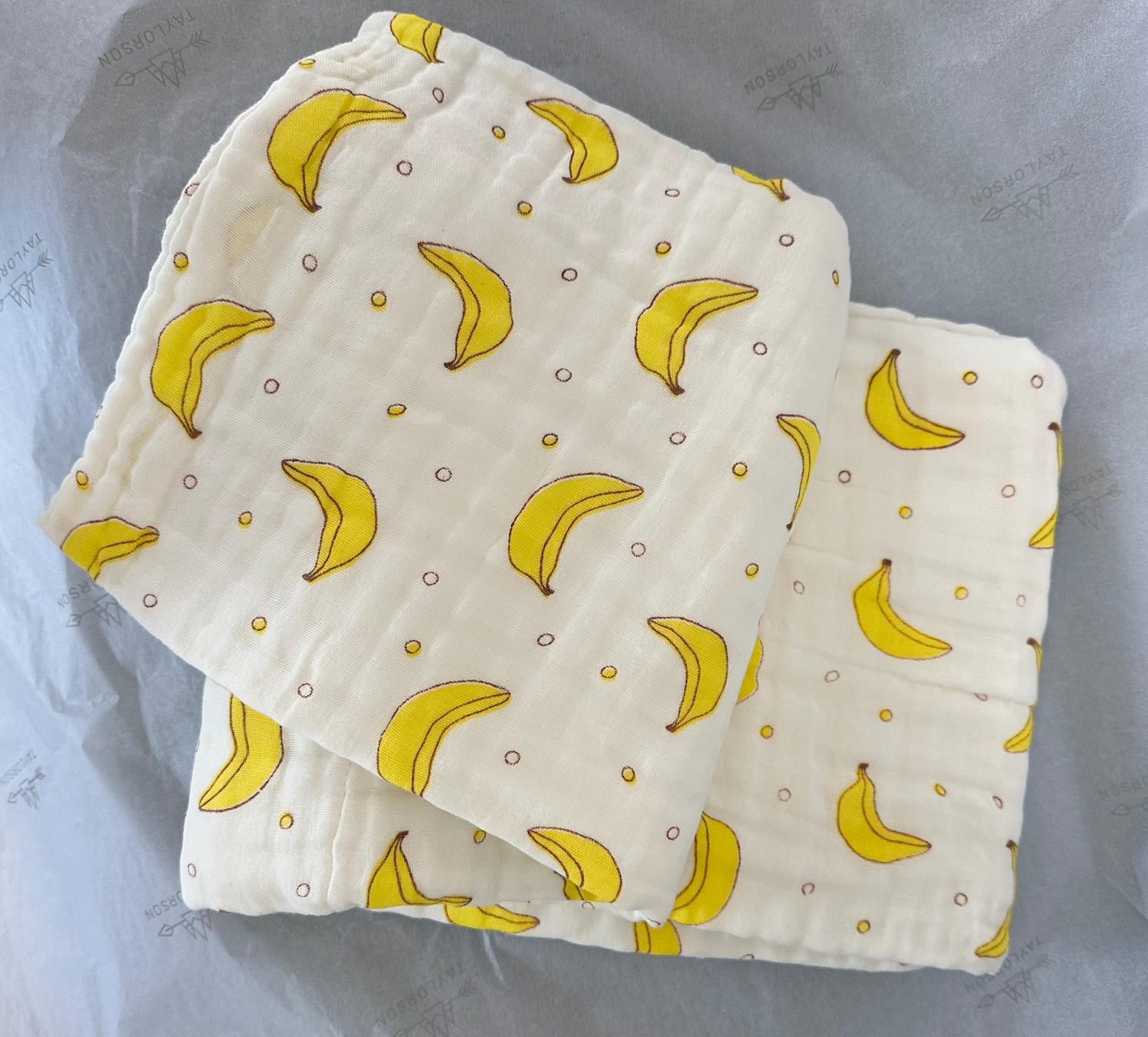 6-Layer Super Soft Muslin Cotton Baby Bath Towel - Banana (110x110cm) - Taylorson