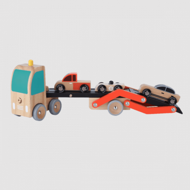 Classic World Car Transporter with 3 Cars Ramp Racer - Wooden Toy Set - Taylorson