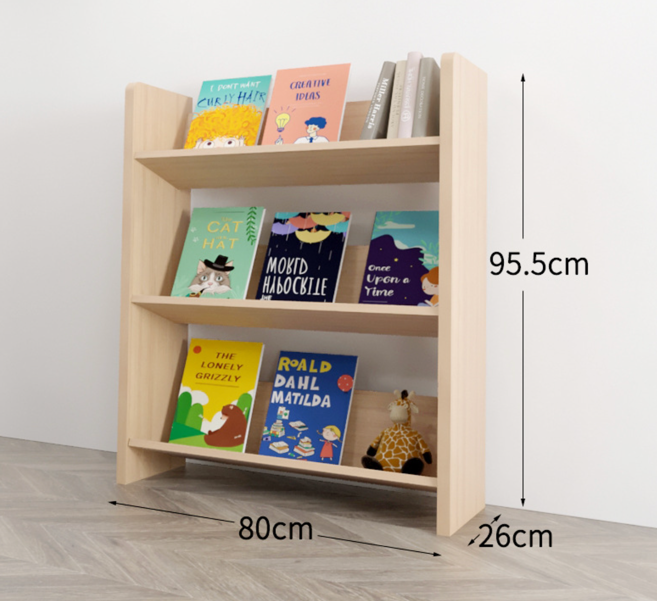 Young Reader 3-Level Kids Wooden Bookshelf | Toys Storage Display Rack - Taylorson