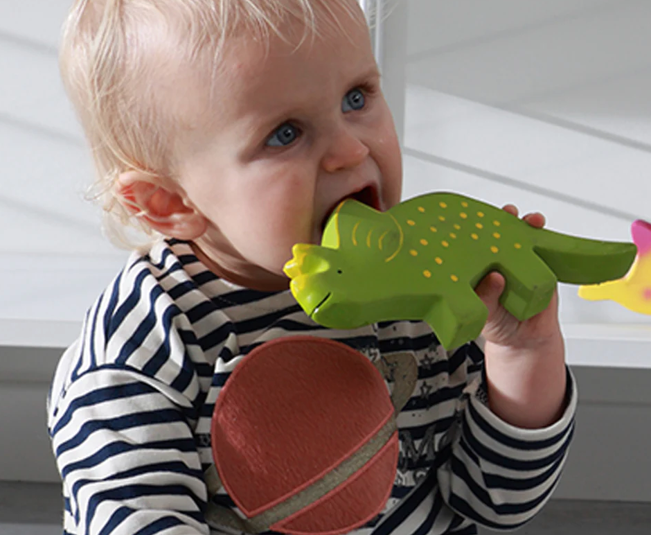 Baby Triceratops (Trice) Organic Natural Rubber Teether, Bath Toy - Taylorson