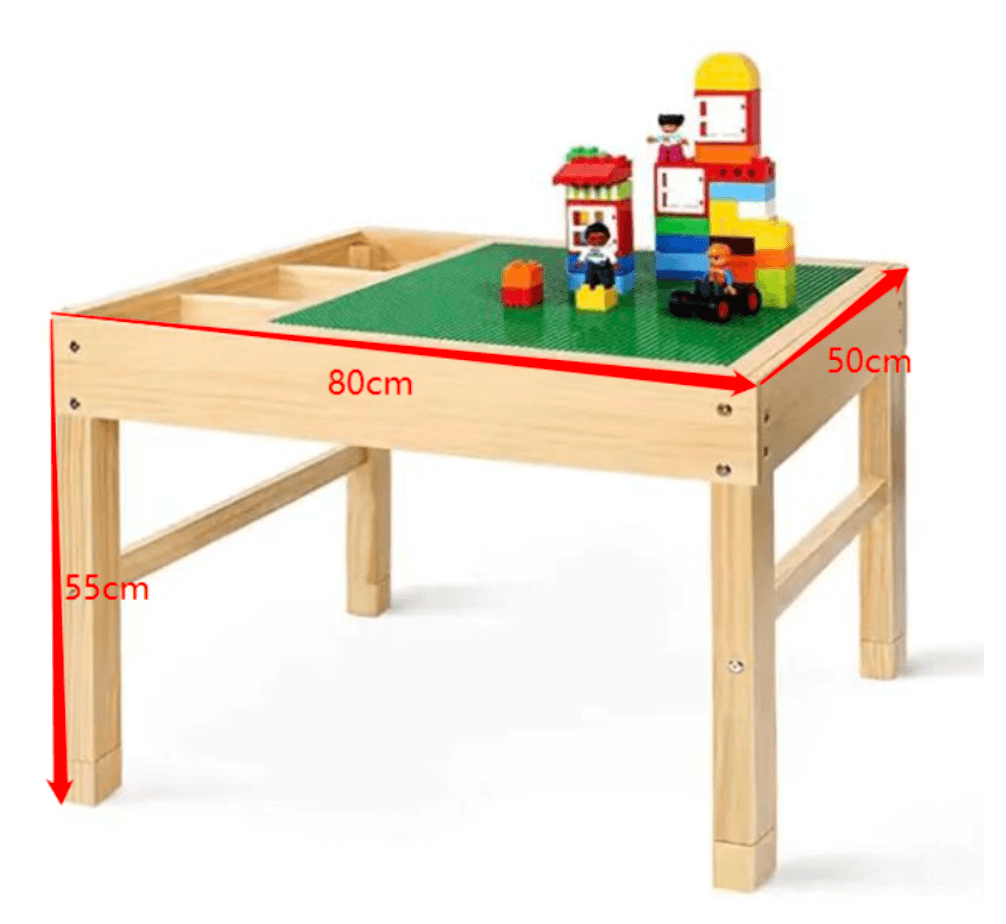 a child's wooden table with a toy fire truck on it