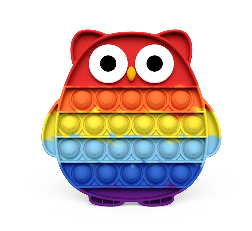 Silicone Push Pop It Bubble Fidget Toy - Rainbow Owl