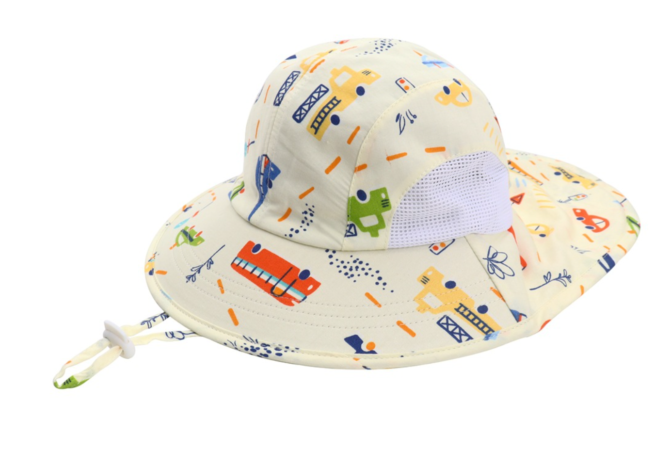 Large Brim Kids Sun Hat with Neck Protection - Busy Traffic (2-5 years)