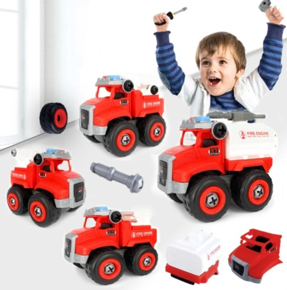 DIY Rebuildables Fire Engine Vehicles Toy Set (4 Pack)