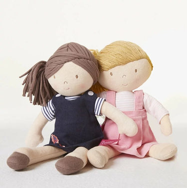 Tikiri Bonikka Ruby Organic (GOTS) Doll - Dark Brown Hair & Dark Blue Dress 31cm