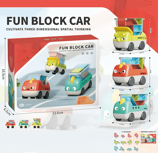Building Blocks Dinosaur Toy Car - 3pcs Gift Set (3 years+) - Taylorson