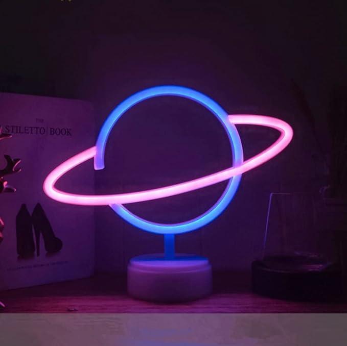 Self-Standing LED Neon Room Decor Night Light - Planet Saturn