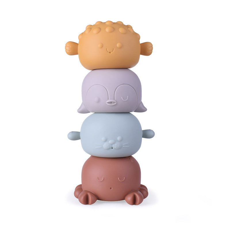 Stackable Squeezy Silicone Bath Toys - Ocean Animals (6 months+)