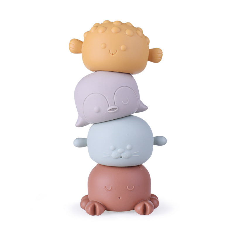 Stackable Squeezy Silicone Bath Toys - Ocean Animals (6 months+)