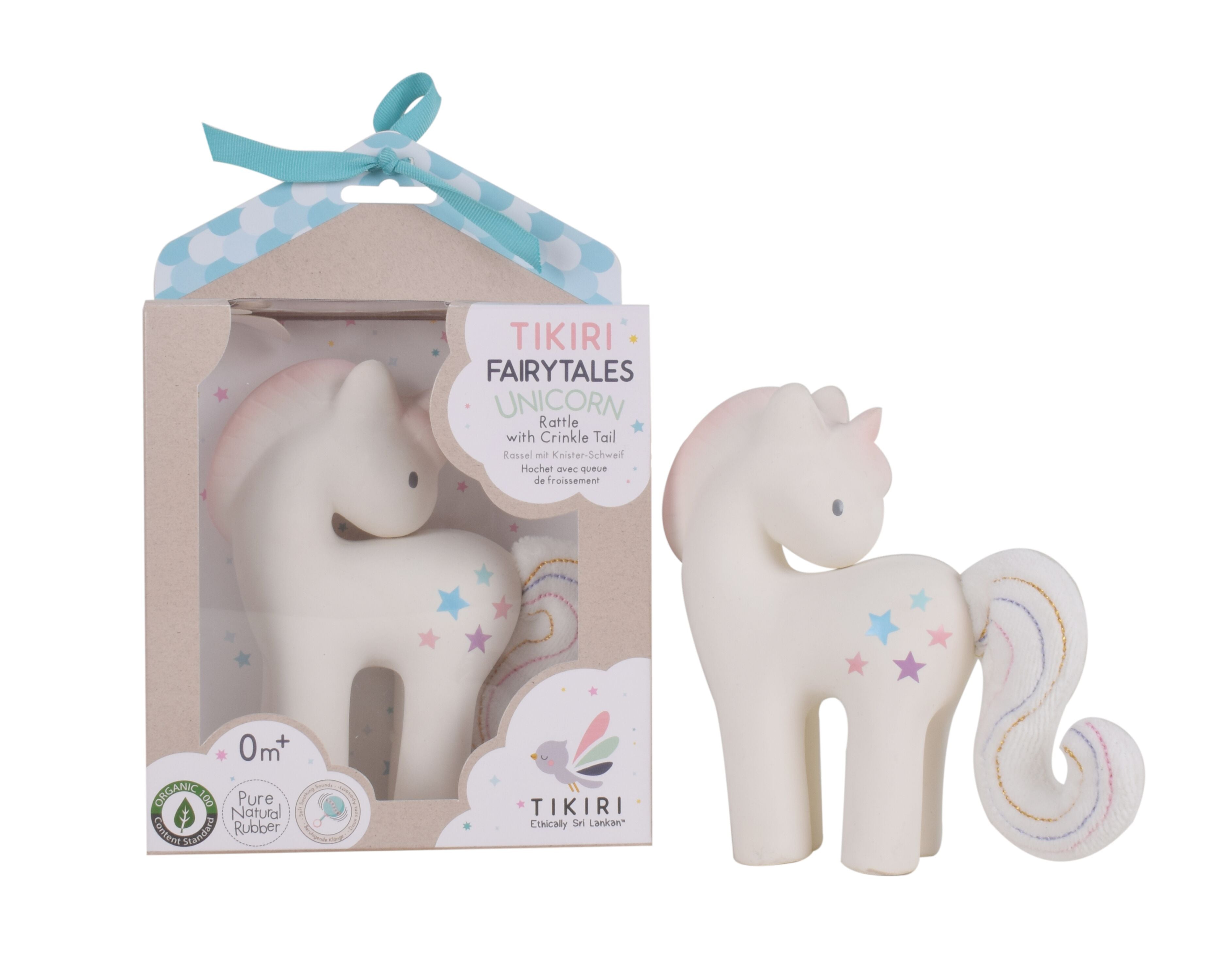 Tikiri Fairytales Cotton Candy Unicorn Rattle Teether (Gift Box)