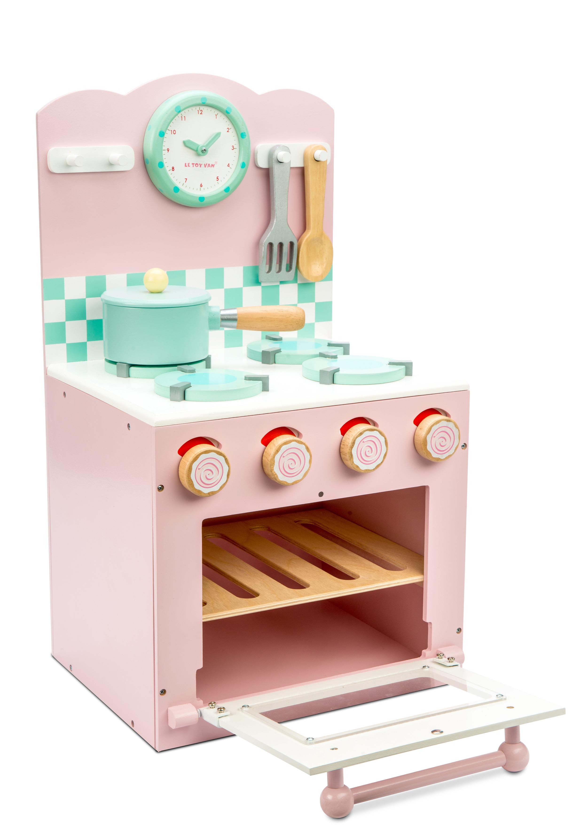 Le Toy Van Wooden Kitchen Playset - Oven & Hob Set (Pink)
