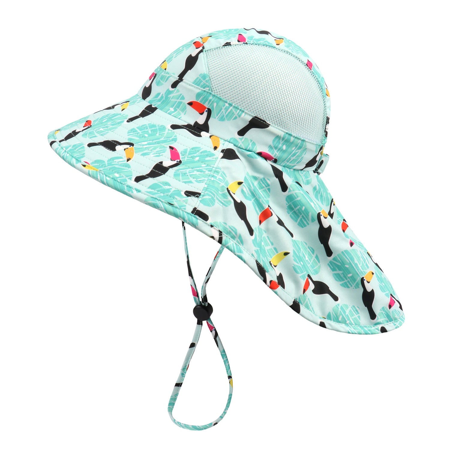 Large Brim Kids Sun Hat with Neck Protection - Toucan (6 months - 5 years)