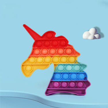 Silicone Push Pop It Bubble Fidget Toy - Rainbow Unicorn