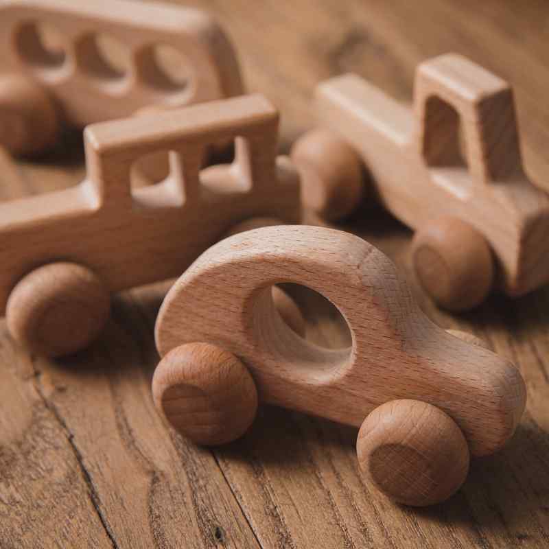 Wooden Vehicle Toy Set of 4 (Truck, Car, Bus & Tractor)