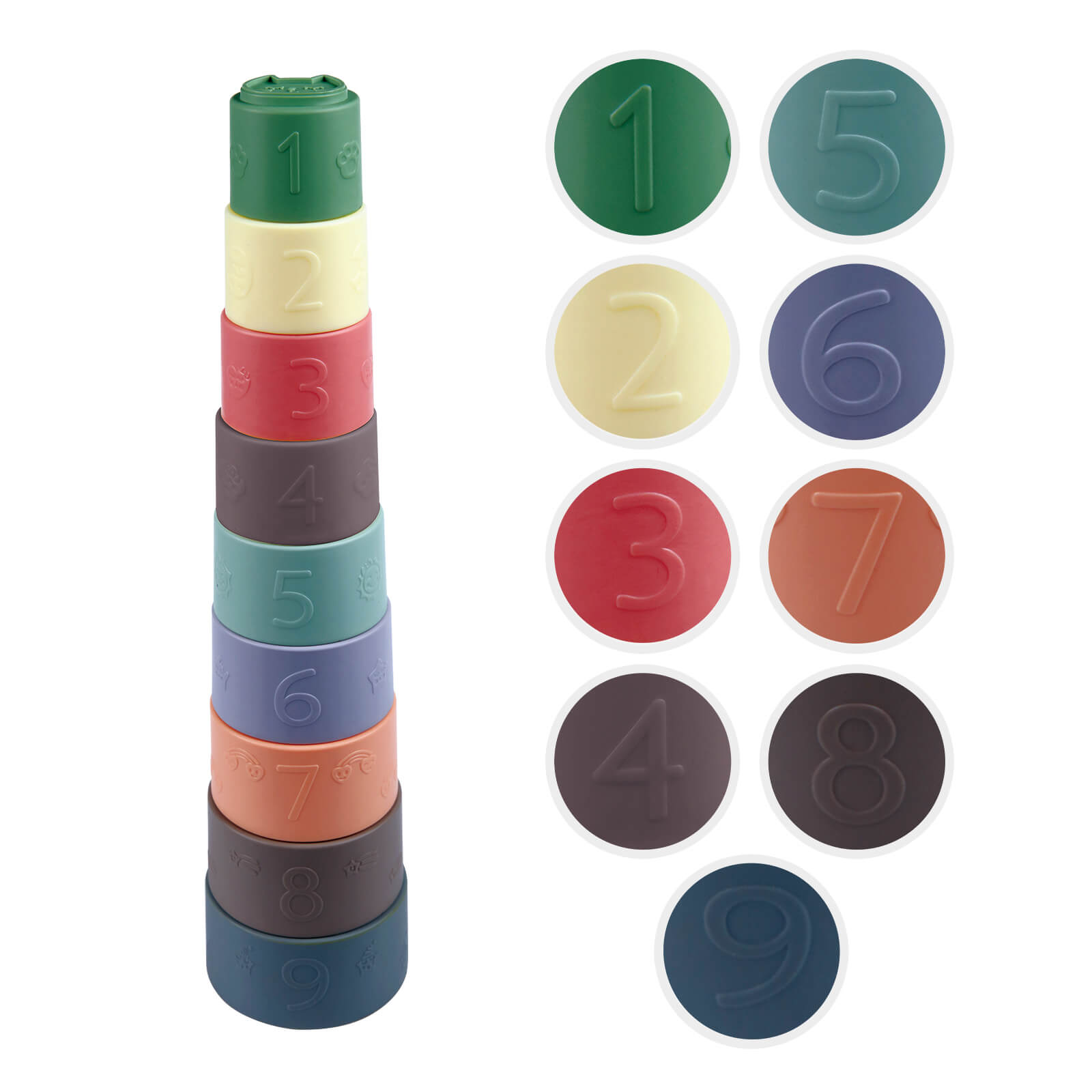 10pcs Rainbow Stacking Cups | Tower Blocks Bath Toy (6 months+)