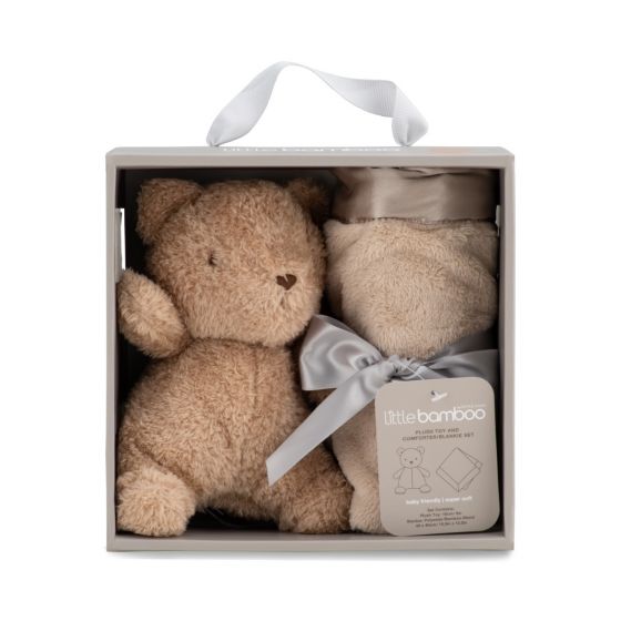 The Little Linen Co. Plush & Blankie Set - Iced Coffee Bear