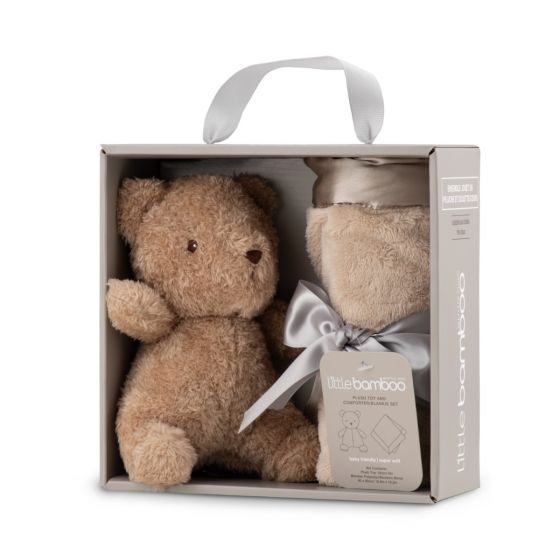 The Little Linen Co. Plush & Blankie Set - Iced Coffee Bear