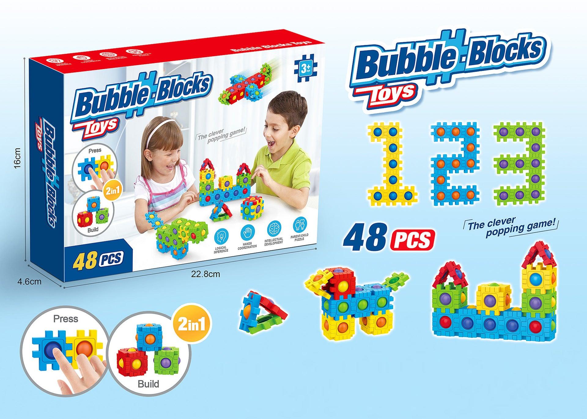 Bubble Pop It Building Blocks Puzzle  | Sensory Fidget Toy - 48pcs - Taylorson