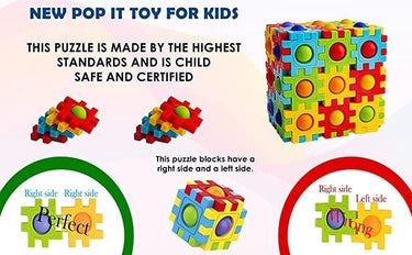 Push Pop Building Blocks Puzzle  | Sensory Fidget Toy - 48pcs (3 years+)