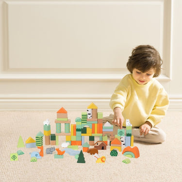 Classic World 100pc Forest Blocks - Barrel (18 months+)
