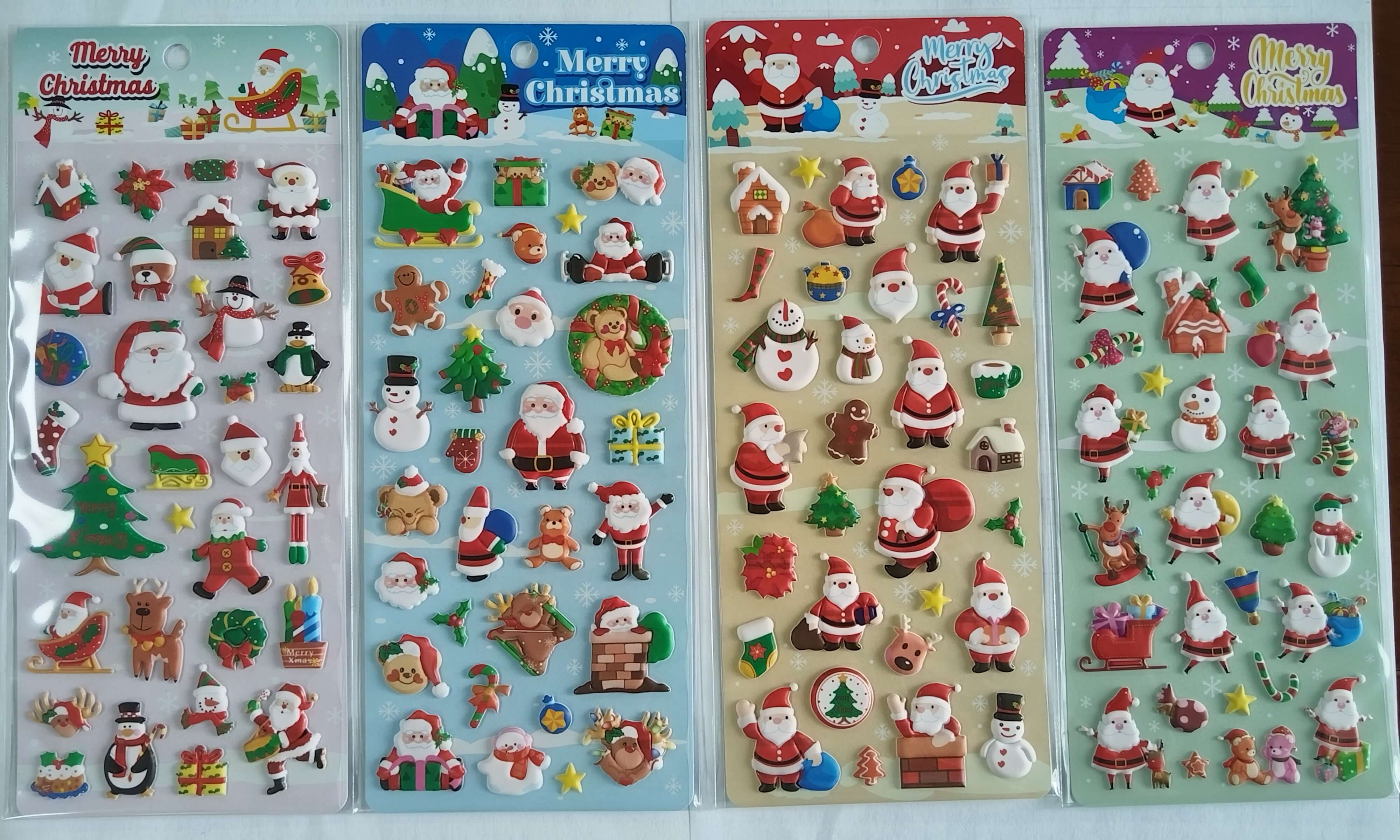 Assorted 3D Puffy Christmas Decorative Stickers - 8 Cute Designs