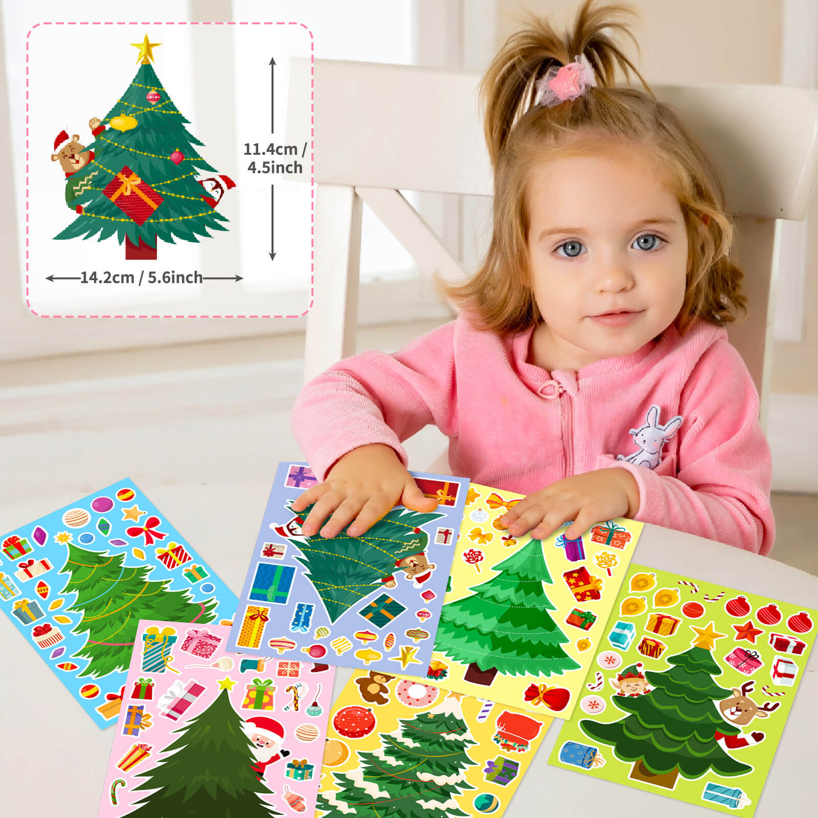 Christmas Tree & Elves Stickers Set - 6 Sheets of Festive Decorative Fun