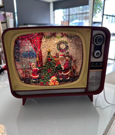 Vintage TV Christmas Musical Snow Globe - Santa, w/ Light & Sound (USB or Battery Powered)