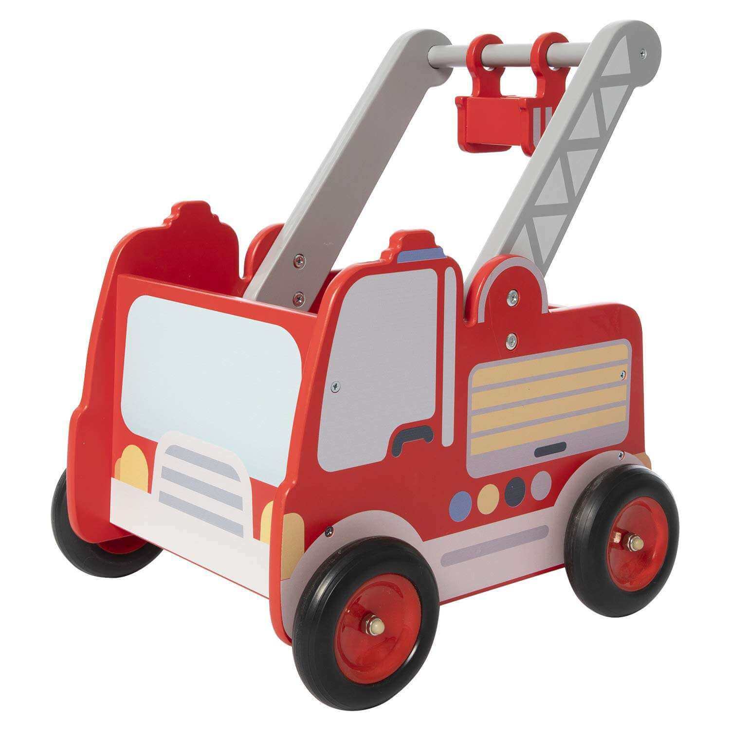 2-in-1 Wooden Toy Storage & Baby Walker - Fire Engine