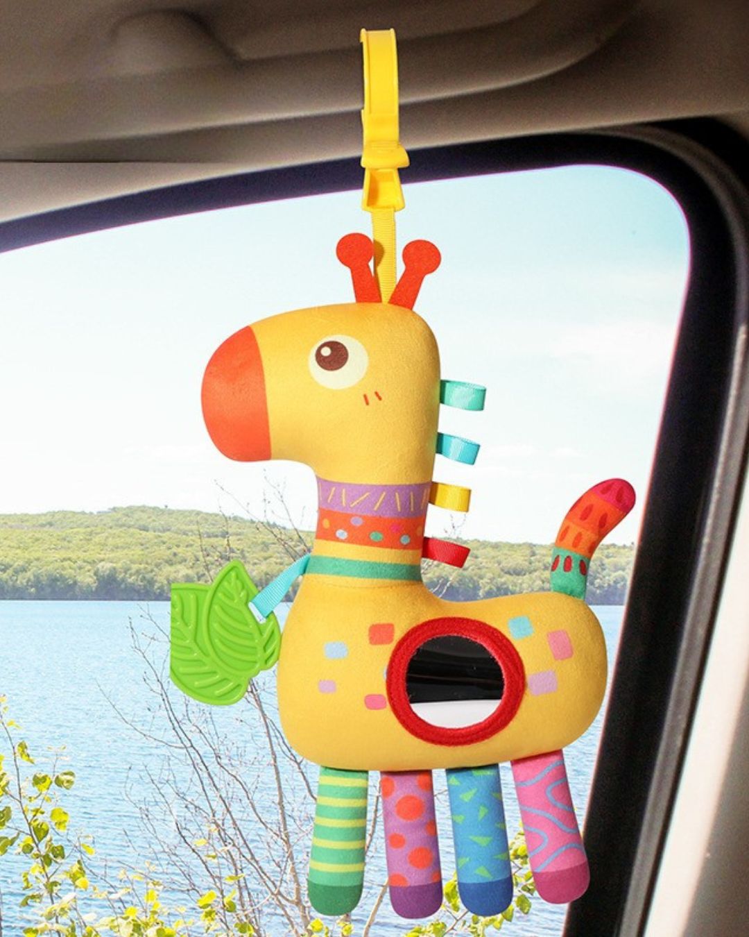 Giraffe Stroller Toy with Clamp, Mirror & Teether (3-12 months)