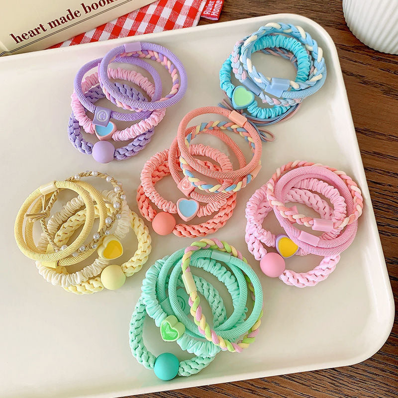 Colourful Candy Pop Kids Pony Tail Hair Ties Set - 15pcs