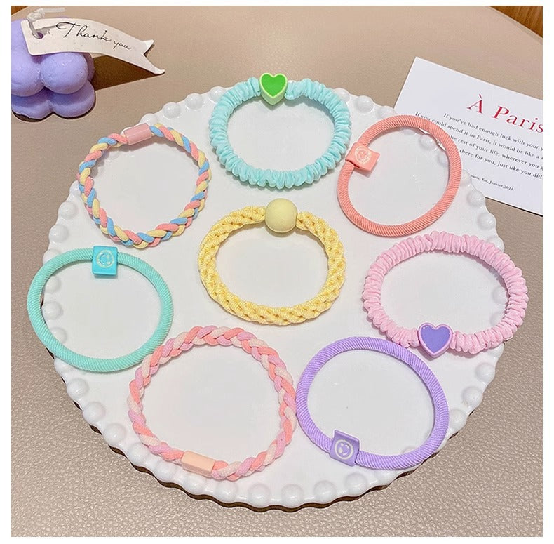 Colourful Candy Pop Kids Pony Tail Hair Ties Set - 15pcs