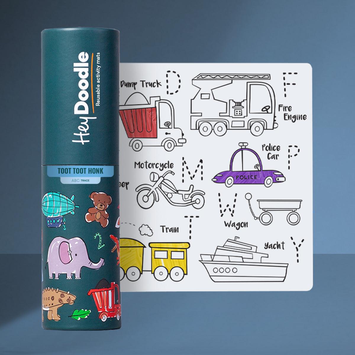 HeyDoodle Toot Toot Honk Playmat (Mini) - Reusable Colouring Set - Taylorson