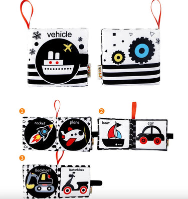 high-contrast-baby-soft-cloth-crinkle-book-vehicle-or-alphabet-1 - Taylorson