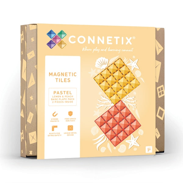 Connetix Tiles - Pastel Lemon & Peach Base Plate 2pcs