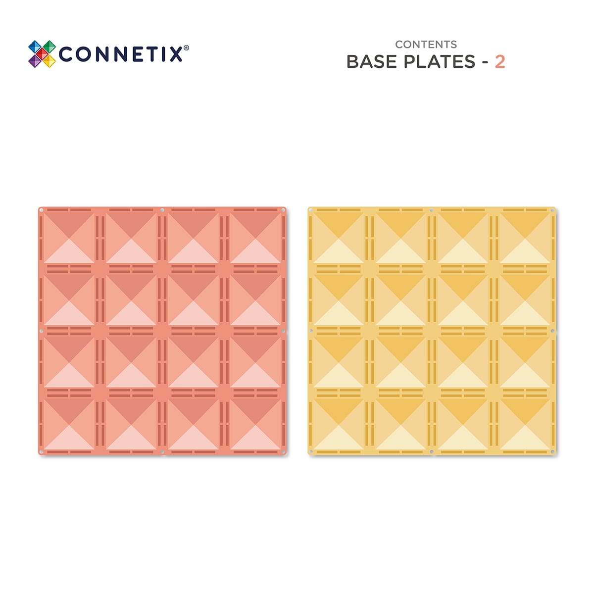 Connetix Tiles - Pastel Lemon & Peach Base Plate 2pcs