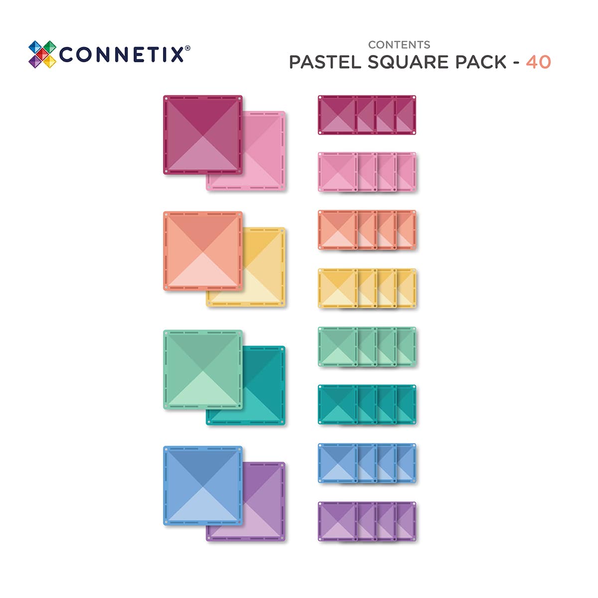 Connetix Tiles - Pastel Square Pack 40pcs (STEAM Learning)