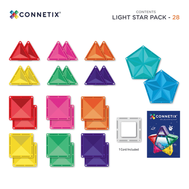 Connetix Tiles - Light Star Pack 28pcs (Explore Colour & Light Like Never Before)