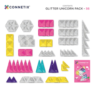 Connetix Tiles - Glitter Unicorn Pack 56pcs (Magic of Open-Ended Play)