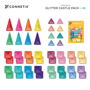 Connetix Tiles - Glitter Castle Pack 48pcs (Brightening your play from every angle)
