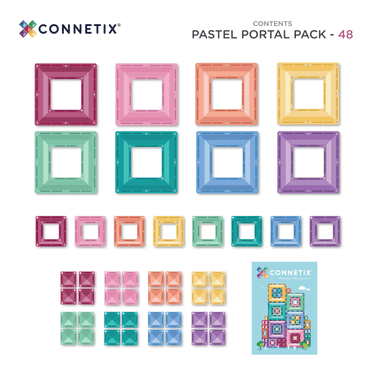 Connetix Tiles - Pastel Portal Pack 48pcs (Ultimate Educational STEAM Learning Toy)