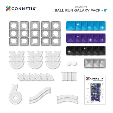 Connetix Tiles - Ball Run Galaxy Pack 61pcs (Light, sparkle and motion in action)
