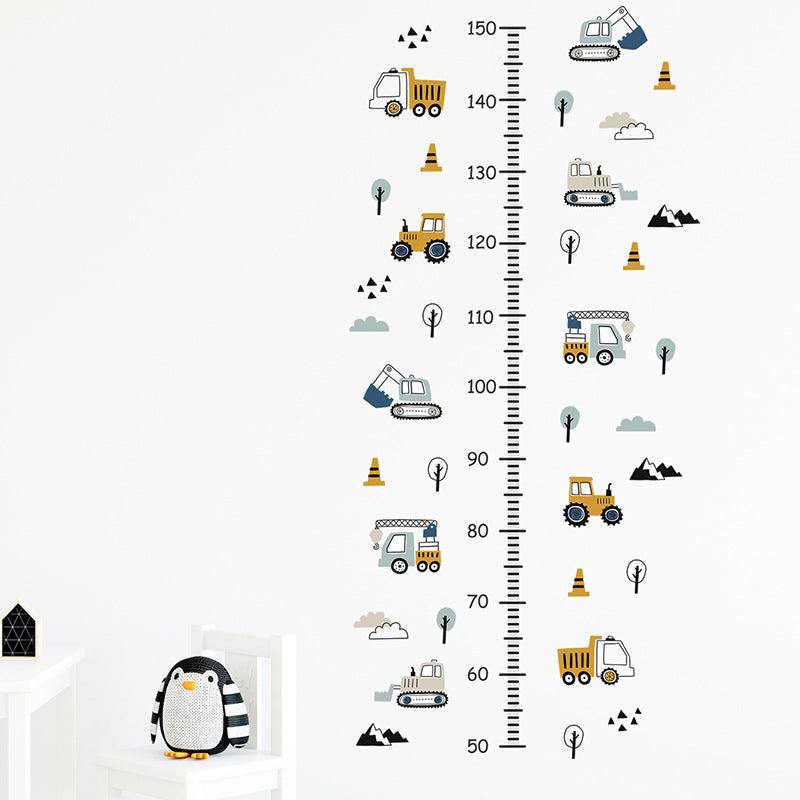 Kids Growth Chart Height Ruler Sticker - Under Construction Vehicles W ...