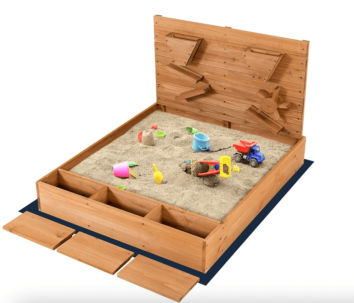 Kids Wooden Sandpit with Storage, Interactive Sand Wall - Taylorson