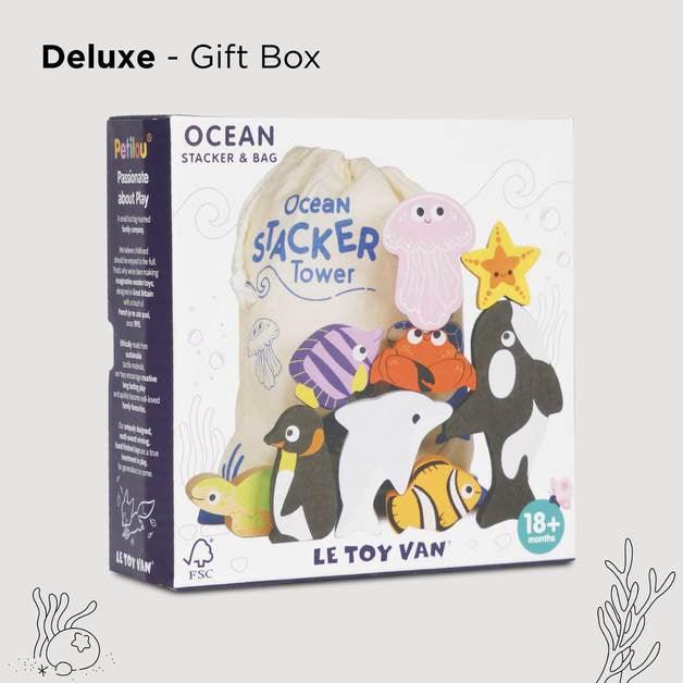 Le Toy Van Wooden Stacking Ocean Animals with Storage Bag (Gift Box) - Taylorson