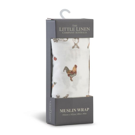 The Little Linen Co. Muslin Wrap - Farmyard Lamb (1pcs)