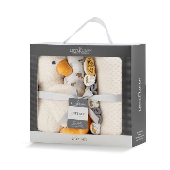 The Little Linen Co. Fuzzy Duck - Boxed Gift Set