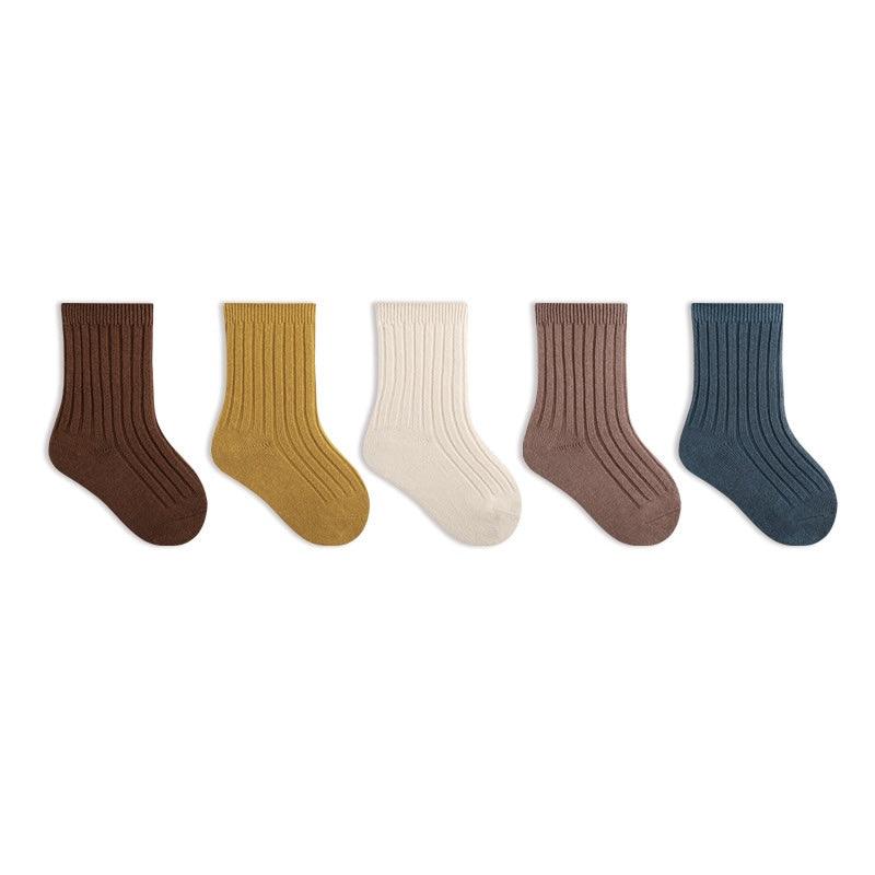 Lycra Cotton Earth Tone Kids Ankle Socks - 5 pairs set (0-8 years) - Taylorson