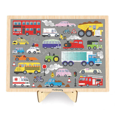 Mudpuppy Vehicles on the Move 100 Piece Wood Puzzle + Display *Clearance - Taylorson